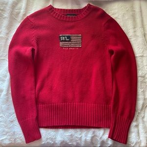 Red American Flag Polo Jeans Ralph Lauren Sweater